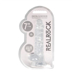 Dildo Realista com Testículos Crystal Clear 7 /18 Cm Transparente Realrock - PR2010366735 2