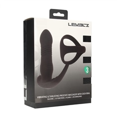 Estimulador de Próstata e Anel para o Pénis Tri o Em Silicone com Vibração e Impulso Preto Levelz - PR2010387689 2