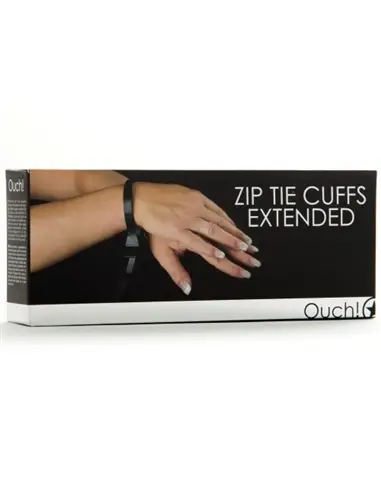 Algemas Descartáveis de Plástico Ouch! Zip Tie Cuffs Extended Pretas - PR2010314476