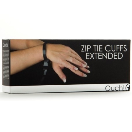 Algemas Descartáveis de Plástico Ouch! Zip Tie Cuffs Extended Pretas - PR2010314476
