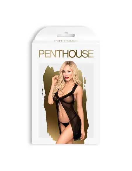 Camisa de Noite e Tanga After Sunset Penthouse Preta - 38-40 M/L #1 - PR2010367178