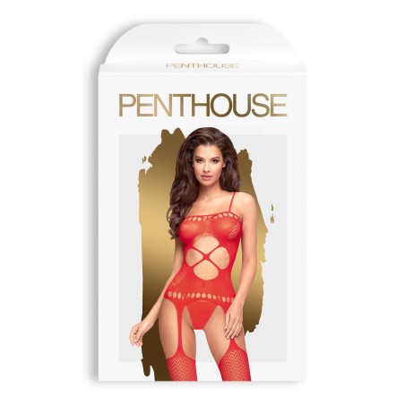 Penthouse Hot Nightfall - Body De Malla Geométrica - Rojo - 36-40 S/L #1 - PR2010366791